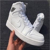 耐克男鞋 Nike JordanAJ1 全白篮球鞋 乔1 白猫 LOW 高帮男女鞋(全白 46)