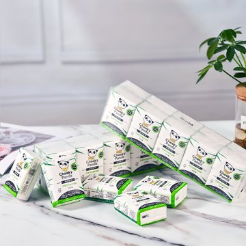 顽皮熊猫竹浆3层50包手帕纸小包无香迷你纸便携装手帕纸thecheeky