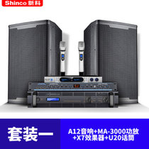 新科A12会议培训ktv音响套装家用k歌卡拉ok专业音箱点歌机全套(黑色 套餐一)