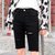 白色破洞牛仔五分裤女新款夏季高腰短裤显瘦弹力紧身骑行中裤(29 （107-115斤） 黑色破洞款)