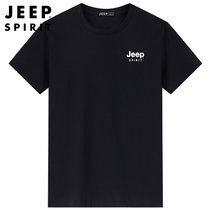 JEEP SPIRIT吉普男装T恤夏装圆领短袖t恤户外运动纯棉透气半袖微弹套头打底衫jeep体恤(HL279010黑色 M)