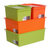 (国美自营)禧天龙Citylong 塑料收纳盒内衣收纳箱带盖子零食储物盒4件套2大2小 混色0716