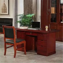 江曼老板办公桌贴木皮油漆桌中班台写字桌单人位1.4m*0.76m*0.7m(默认 默认)
