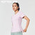 网纱透气运动T恤女夏季修身圆领短袖速干透气健身跑步上衣瑜伽服(粉色 L)