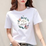 SUNTEK白色短袖t恤女装夏装2021年夏季新款宽松韩版大码半袖女土上衣服(3XL 白色短袖【花冠】)