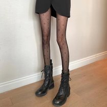 竖条纹条连裤袜日本透明西瓜显瘦包芯丝日式性感个性丝袜欧美黑丝(四叶草-黑色 均码)