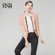 OSA2013春装新款女装外套女春秋韩版 七分袖小西装领短(粉杏色 XS)