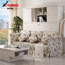 创意欧式田园沙发床客厅隐形床 壁床翻板床 多功能折叠变形家具(隐形床120X190整套沙发纯白床垫 默认)