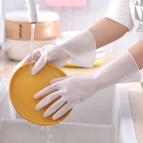 3双装透白家务手套 洗衣防水塑胶皮家用清洁橡胶防滑耐用手套(透白 L)
