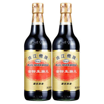 珠江桥牌金标生抽王500mlx2瓶生抽酱油 酿造黄豆