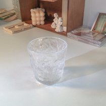 冰川纹杯带把手ins风高级感玻璃喝水杯子女高颜值家用果汁咖啡杯(矮款-无把【270ml】)