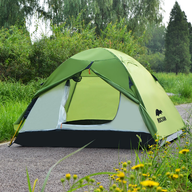 rocvan诺可文双人双层双开门防雨帐篷户外野营登山帐篷a081(军绿色)