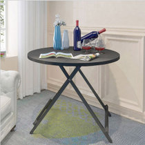 哈骆顿 80cm简易简约板式多功能便携户外宿舍家用客厅折叠圆形餐桌放桌(黑色)