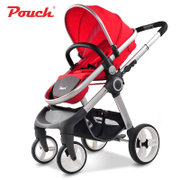 Pouch高景观可坐可躺可折叠婴儿推车E86(红色)
