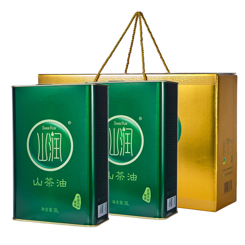 食用油山润低温冷榨原味山茶油礼盒3l*2