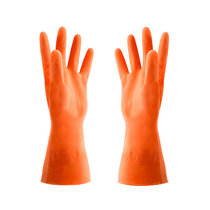居家防水家务手套厨房清洁耐用加长胶手套家用洗衣洗碗胶皮手套(橘色 XL)