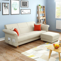 A家家具(沙发床北欧布艺小户型客厅多功能折叠储物沙发两用ADS-034(米白 三人位)