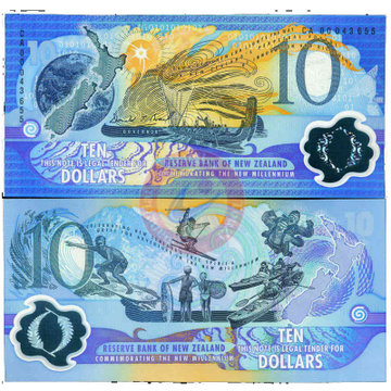 全新unc 新西兰10元塑料钞 外国纸币(10元00年千禧年)