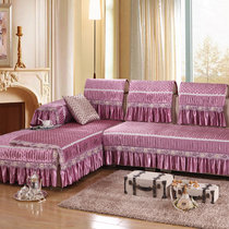 迪菲娜家纺 欧式沙发垫时尚布艺沙发垫春夏四季防滑沙发套沙发罩沙发巾坐垫(紫色 90*210cm)