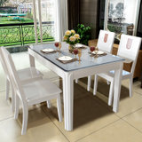木巴欧式简约餐桌椅组合 小户型白色长方形饭桌 钢化玻璃餐厅餐台(CZ095 默认)