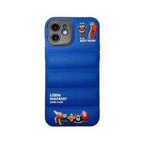 羽绒服卡通小怪兽手机壳适用于iPhone13pro情侣苹果12可爱XR防摔11保护套X/XS(蓝色 1号 苹果12promax)