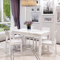双虎家私 餐桌椅组合现代简约小户型家用钢化玻璃面长方形饭桌b1(一桌四椅)