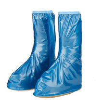 浦晨 男女通用款平跟高低筒防雨防水鞋套(蓝色 36-37码)