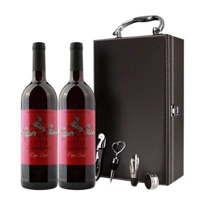 斑马葡萄酒推荐：法国原装进口山斑马干红葡萄酒双支礼盒装750ml/瓶