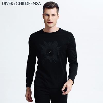 diver&childrensa针织衫推荐：意大利DC黑色圆领时尚休闲长袖针织衫
