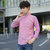森雷司衬衫男士长袖休闲韩版衬衣男装条纹花潮流时尚外套青少年个性寸衫(红色 L)
