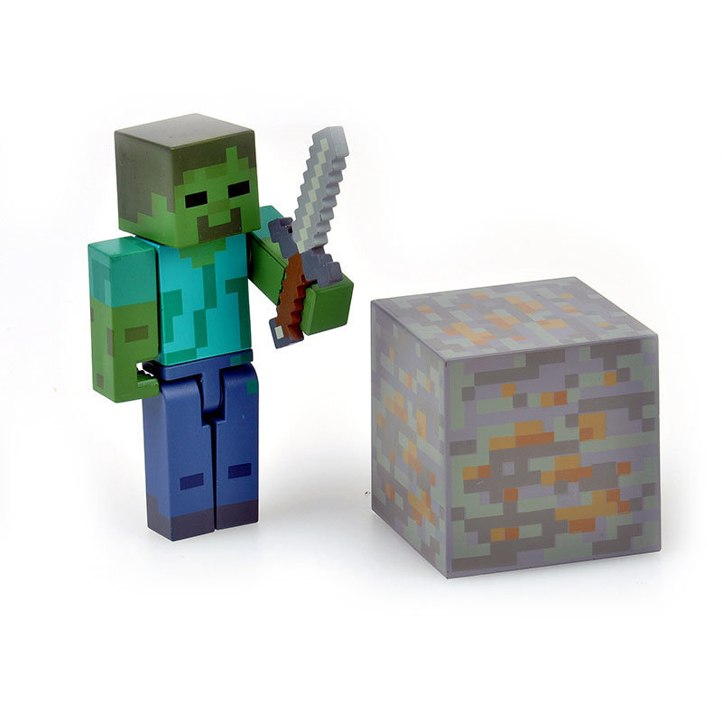 【模型玩具僵尸史蒂夫图片】我的世界 minecraft 积木人3寸可动塑料