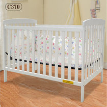 婴儿床实木现代欧式宝宝床 多功能童床摇床推床可变书桌床新生儿拼接大床bb床(白色C370 默认)