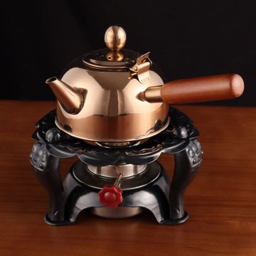 式加热煮水底座功夫茶具烧茶炉可调酒精炉500ml玫瑰金随心壶没有滤网