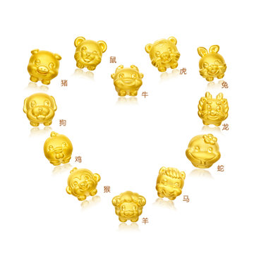 周大福十二生肖转运珠黄金吊坠r18102r18113多款可选定价