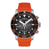 天梭(TISSOT)瑞士手表 海星系列橡胶表带石英男士手表潜水表(橙色)