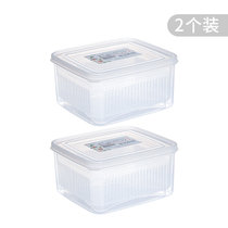 日本进口葱花保鲜盒沥水储物盒方形密封盒姜片大蒜水果食物收纳盒(方形1.1L（2个装）省3元 默认版本)