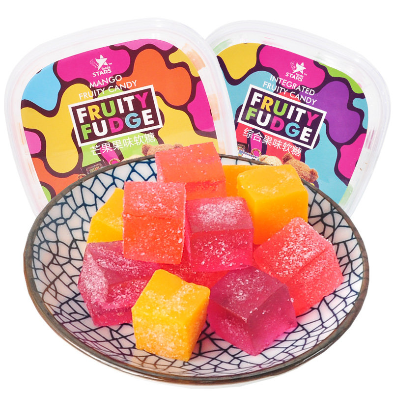 众星盒装综合果味芒果味软糖300g2盒600g休闲零食软糖338g6袋