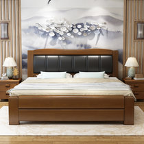 美天乐 实木床新中式1.8米双人床抽屉储物床现代简约1.5卧室家具婚床(1.8*2米 床)