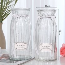 3个9.9元 加厚玻璃花瓶透明北欧ins风创意水培植物绿萝水养插花器(24折纸（2个）透明 中等)