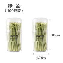 水果叉套装创意可爱一次性卡通小叉子收纳罐欧式家用儿童吃水果签(绿色100只（2盒） 默认版本)