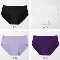 内裤女无痕冰丝低腰一片式可爱韩版少女夏季超薄隐形透气性感提臀_1584865118(S 黑色+白色+莲色+紫色)