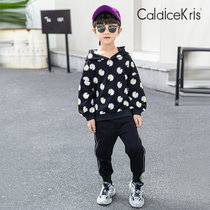 CaldiceKris（中国CK）男童套头连帽太阳花卫衣镶边裤子套装CK-TF7137