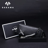 babamaXomt联名2018新款刺绣钱包长款手包单肩包男士斜挎小(黑色)
