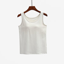 新纯棉吊带背心女带胸垫一体式文胸bra内穿杯罩白色内搭打底内衣(原白色 S（80-95斤）)