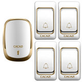 CACAZI卡佳斯 无线门铃 K01-DC 四拖一 不用电源 直流用电池 遥控 电子家用 呼叫器 便携带 老人呼叫器(金色)