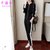 运动套装女春秋2017新款韩版休闲时尚运动宽松长袖两件套(黑色 XXL)
