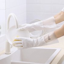 秋冬家用家务清洁手套加长加厚乳胶防滑手套厨房耐用洗碗手套(宽口单层 S)