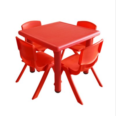 京好 孩童学习桌椅 幼儿园课桌套装 宝宝写字桌子套装升降餐桌B28(红色方桌 不能升降)