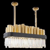 后现代吊灯个性创意艺术灯具长方形餐厅饭厅吧台不锈钢轻奢水晶灯(L1100*350*H450mm 15头)