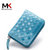 莫尔克（MERKEL）羊皮风琴卡包女式拉链多卡位零钱包韩版编织真皮零钱卡片包证件包(蓝色)